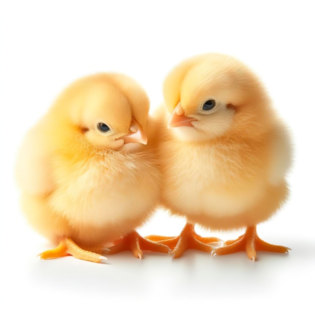due carini piccoli neonati gialli su sfondo bianco