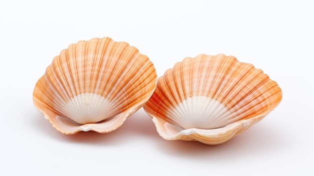 Due conchiglie su uno sfondo bianco su una superficie bianca o trasparente PNG sfondo trasparente
