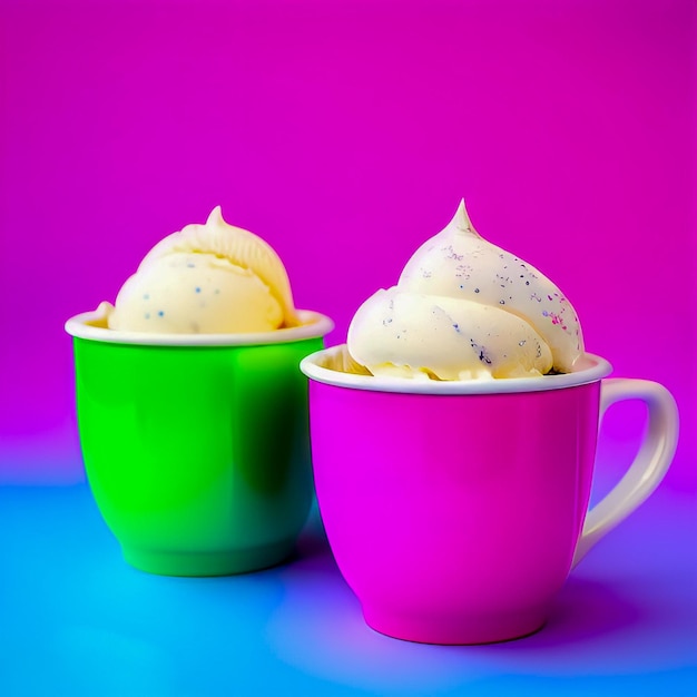 Due coppe di gelato con una montata sopra.
