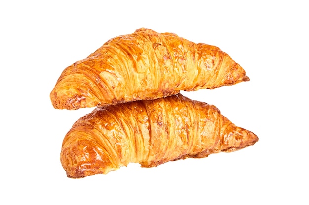 Due croissant isolati su bianco