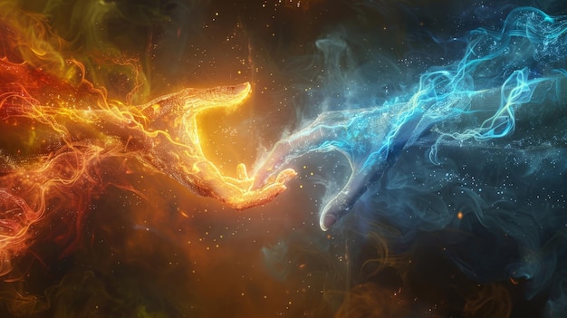 Due dita che si toccano con una scintilla luminosa tema dell'orgoglio sfondo dell'arcobaleno cinematografico