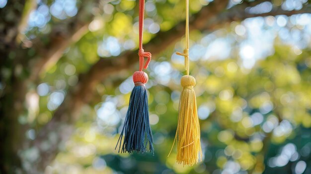 Due diversi colori di tessere sull'albero contro uno sfondo bokeh