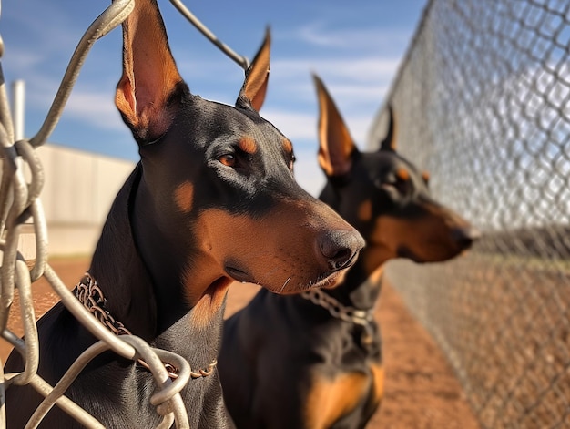 Due doberman che guardano qualcosa