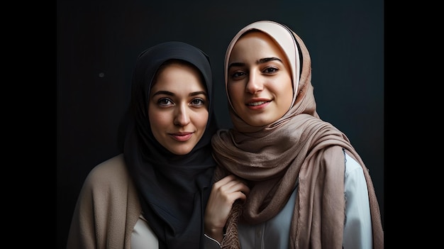 Due donne che indossano l'hijab e una sciarpa