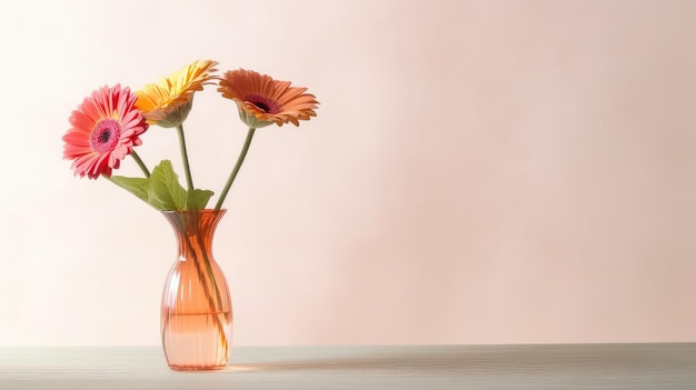 Due fiori d'arancio in un vaso su un tavolo di legno