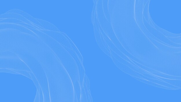 Due forme circolari deformate. Sfondo blu, griglia bianca. Illustrazione astratta, rendering 3d.