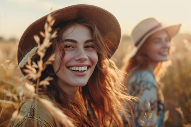 Due giovani donne in piedi nel campo