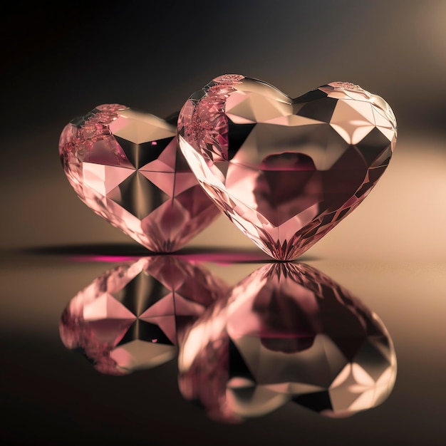 Due grandi diamanti rosa a forma di cuore