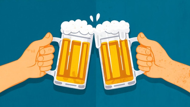 due mani che tengono una tazza di birra con le parole birra su di essa