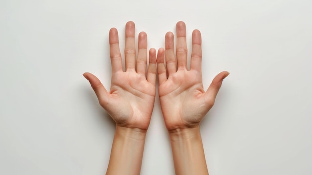 Due mani con le unghie dipinte di colore rosa chiaro