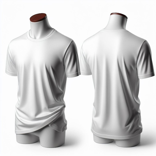 due manichini con uno che indossa una camicia bianca che dice t-shirt
