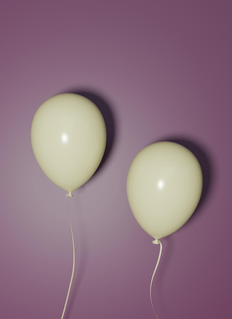 due palloncini bianchi con uno sfondo viola con uno background viola