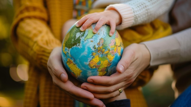 Due persone che tengono un piccolo globo