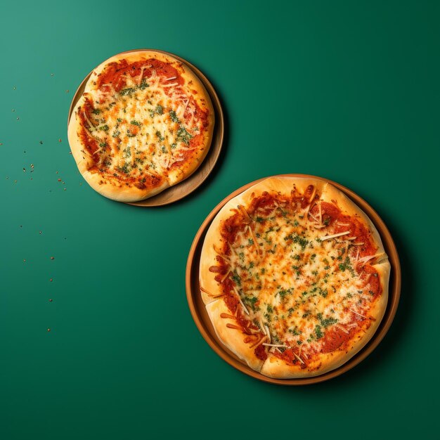Due piccole pizze sul tavolo verde
