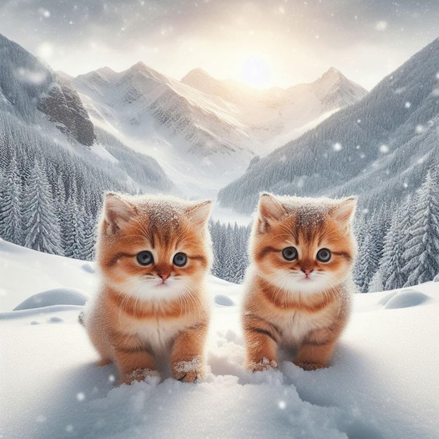 due piccoli gattini nella neve