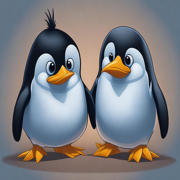 Due pinguini personaggio dei cartoni animati