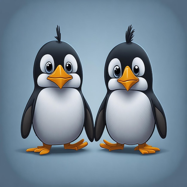 Due pinguini personaggio dei cartoni animati