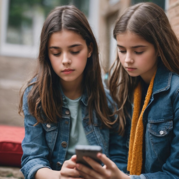 Due ragazze che guardano lo smartphone