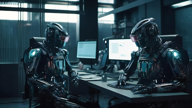 Due robot venivano usati alla scrivania di un ufficio