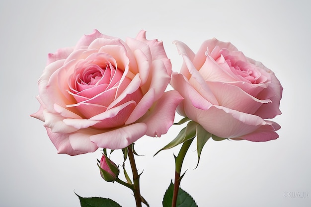 Due rose rosa su bianche