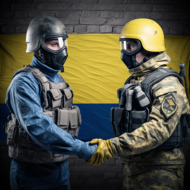 due soldati ucraini si salutano