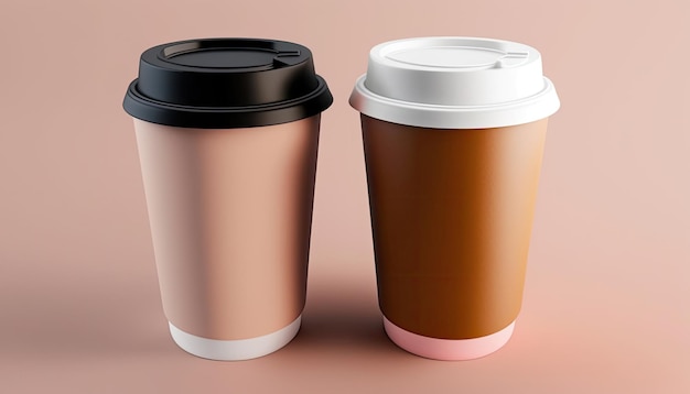Due tazzine da caffè con un coperchio con scritto "caffè".
