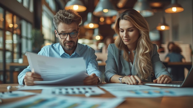 Due uomini d'affari professionisti lavorano insieme in un ufficio