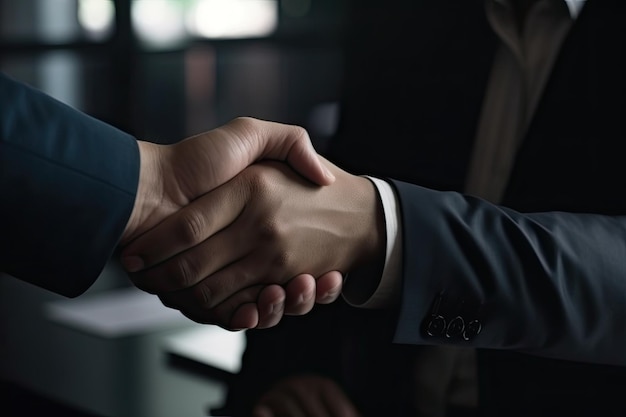 due uomini d'affari si stringono la mano in ufficio due uomini d'affari si stringono la mano in ufficio stretta di mano tra due uomini d'affari