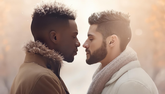 Due uomini gay che si baciano il concetto del giorno di San Valentino