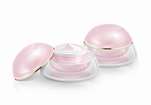Due vasetti cosmetici a cupola rosa