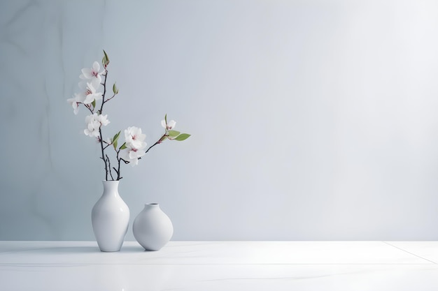 Due vasi bianchi con fiori su un tavolo