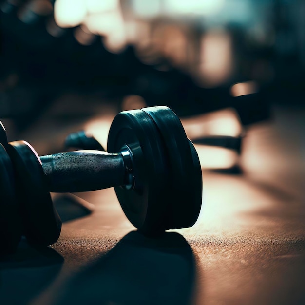 Dumbbells sul pavimento di una palestra