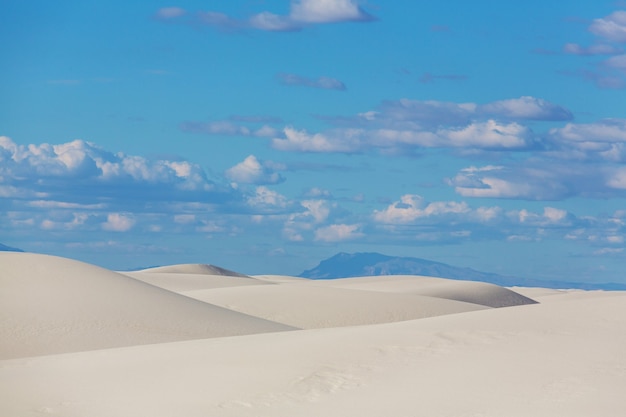 Dune di sabbia bianca insolite al monumento nazionale di White Sands, Nuovo Messico, USA