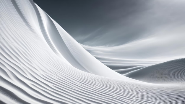 Dune di sabbia bianca nel deserto sotto un cielo nuvoloso