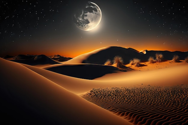 Dune di sabbia nel deserto di notte