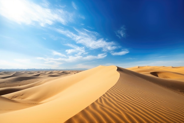 Dune di sabbia nel paesaggio desertico con cielo blu IA generativa