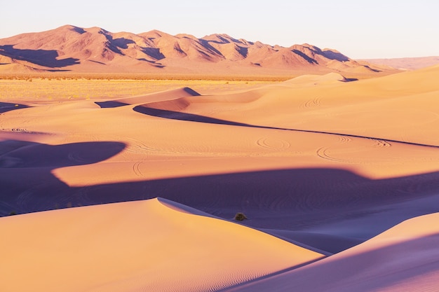 Dune di sabbia nel Parco Nazionale della Valle della Morte, California, USA. Tonalità corallo vivente.