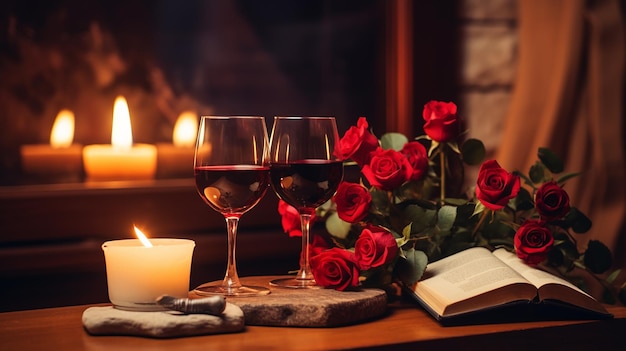Duo di bicchieri da vino romantici da tavolo