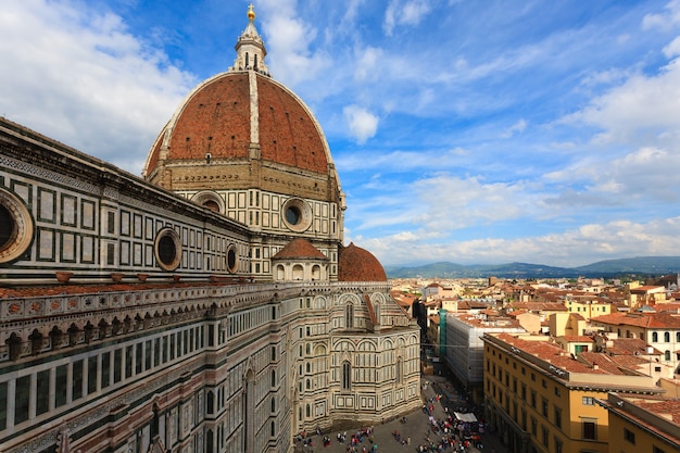 Duomo di Firenze dal campanile di Giotto, panorama italiano.