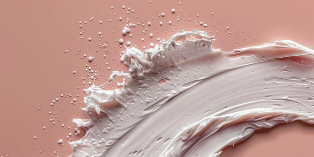 Dynamic Cosmetic Cream Swirl con Splash su uno sfondo rosa elegante