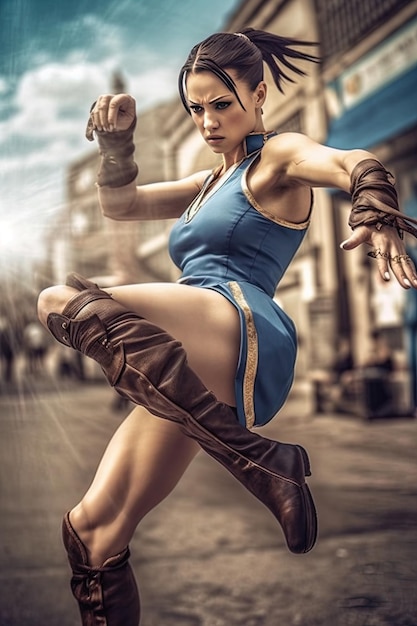 Dynamic Fighter ChunLi scatena una raffica di calci in Street Fighter