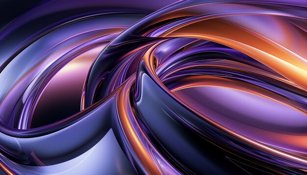 Dynamic Flames Abstract Design su sfondo nero 3D rendering di carta da parati a flusso liquido viola giallo