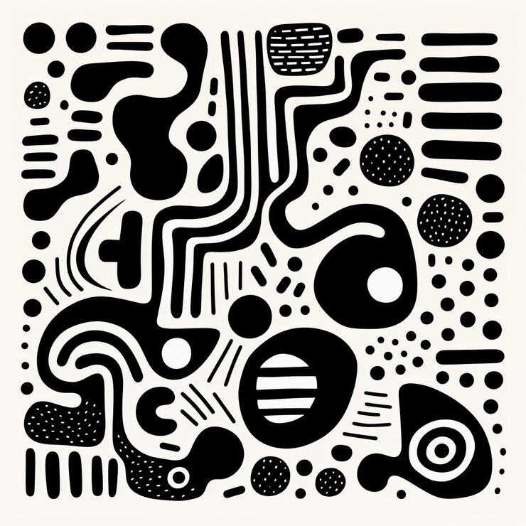 Foto e audace e dinamico design astratto in bianco e nero con forme organiche
