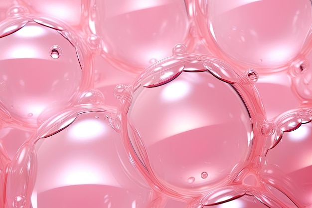 e bolle d'acqua che galleggiano su uno sfondo rosa nello stile dell'artigianato lucido
