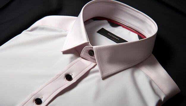 E commerce close up product photoshoot di camicia da uomo all'interno della collana con nastro adesivo e spalla interna