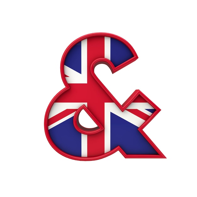 E commerciale Union Jack font Gran Bretagna bandiera lettering 3D Rendering