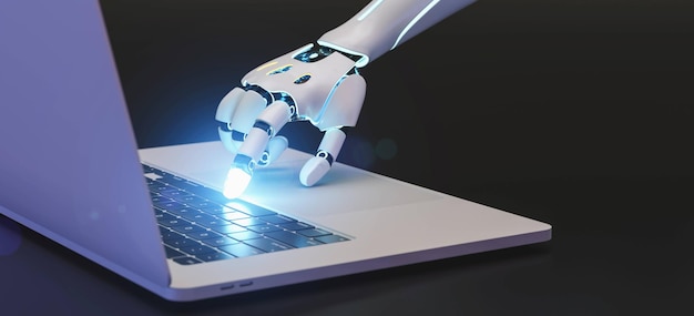 E di un robot ai o KI sta usando la tastiera di un computer o laptop