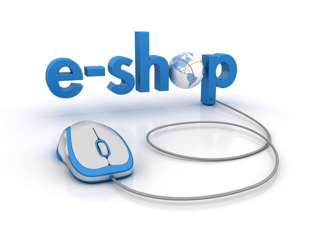 E-shop di parole con Globe World e Mouse del computer