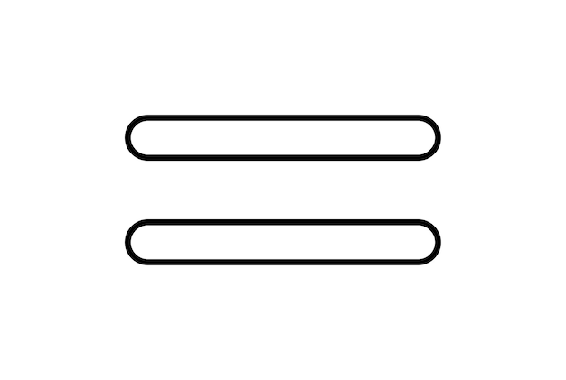 È uguale a icona piatta linea minimalista forma simbolo segno nero opere d'arte