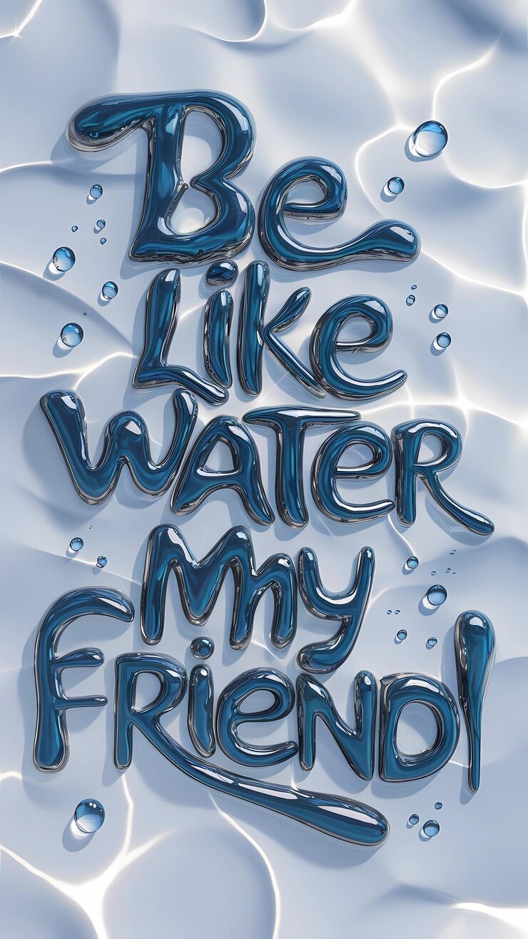 Each letter is illustrated as if its dripping and flowing like water
